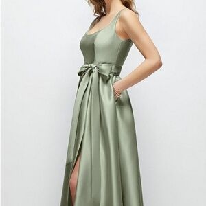 SCOOP-NECK TANK BODICE MAXI DRESS WITH FULL SKIRT IN SAGE